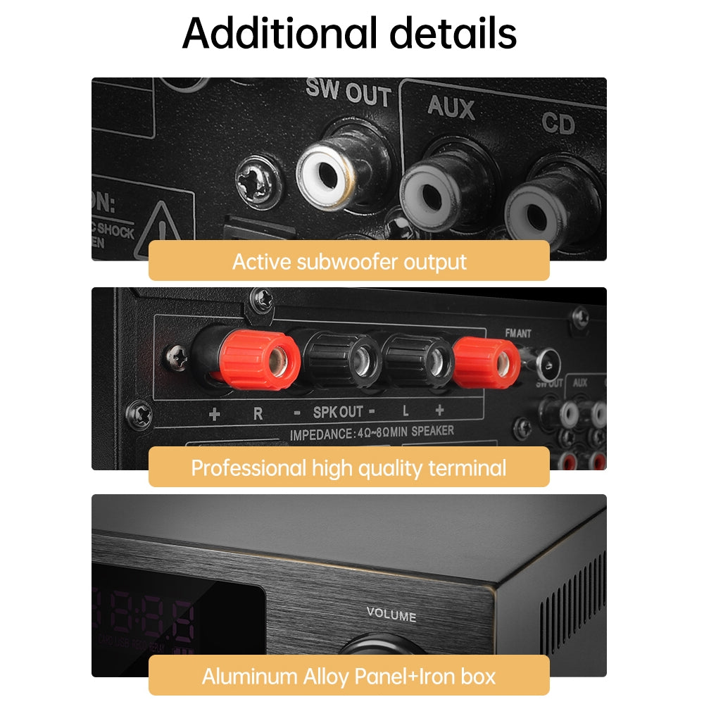 CDD 2.0 Ch. Amplifier RMS 100W (50Wx2), Bluetooth, USB, CD, AUX, Optical, Coaxial, DSP, FM, 2 MIC, Sub Out