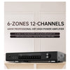 CDD 6-Zone 12 Ch. Amplifier RMS 600W (50Wx12), Bluetooth, USB, CD, AUX, Optical, Coaxial, DSP, FM, 2 MIC