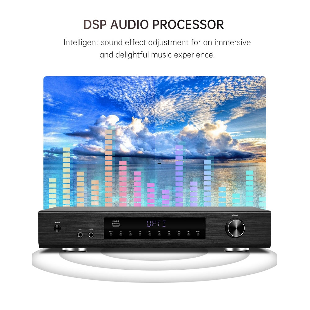 CDD 6-Zone 12 Ch. Amplifier RMS 600W (50Wx12), Bluetooth, USB, CD, AUX, Optical, Coaxial, DSP, FM, 2 MIC