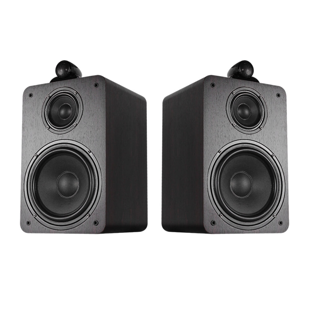 CDD Bookshelf Speakers 8-Inch Bass Driver, 300 Watts, 3-Way Crossover, Wood, Black (Pair)